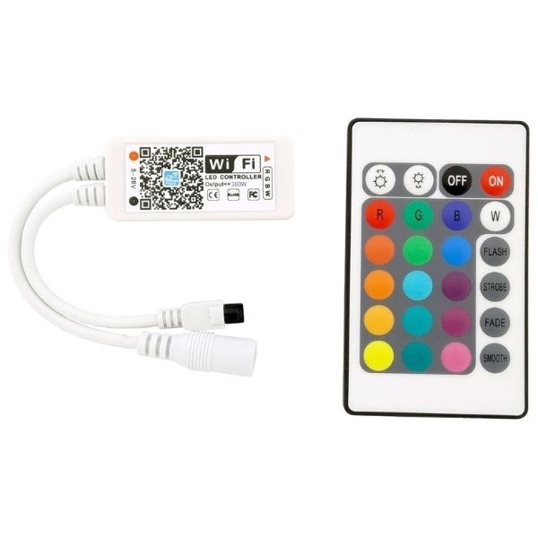 WIFI ovladač RGB+W pásku 100W, s dálkovým ovládáním, 24 tlačítek